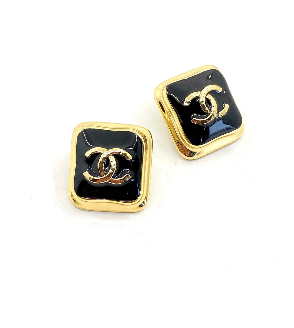 18K Square  Chanel Earrings