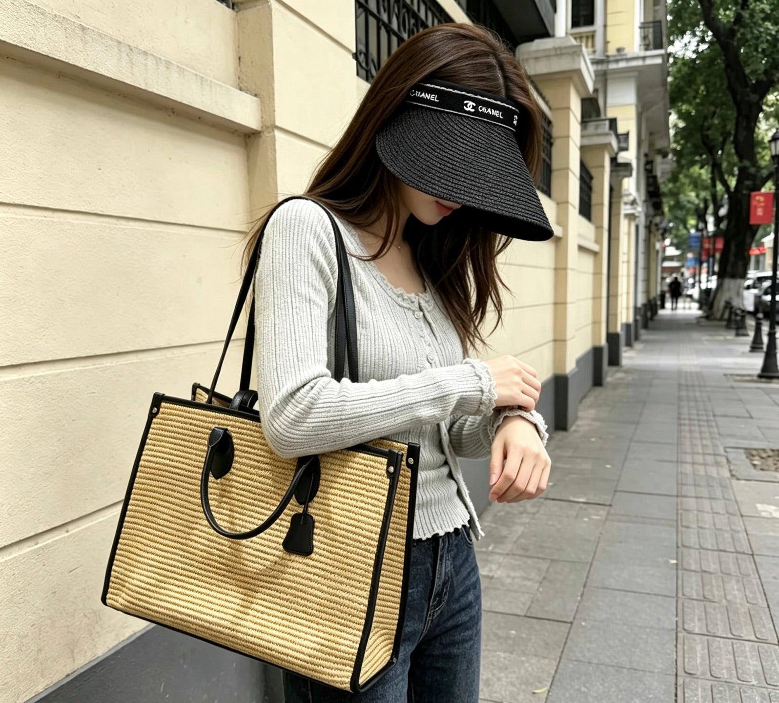 CHANEL Tweed Sun Visor Hat