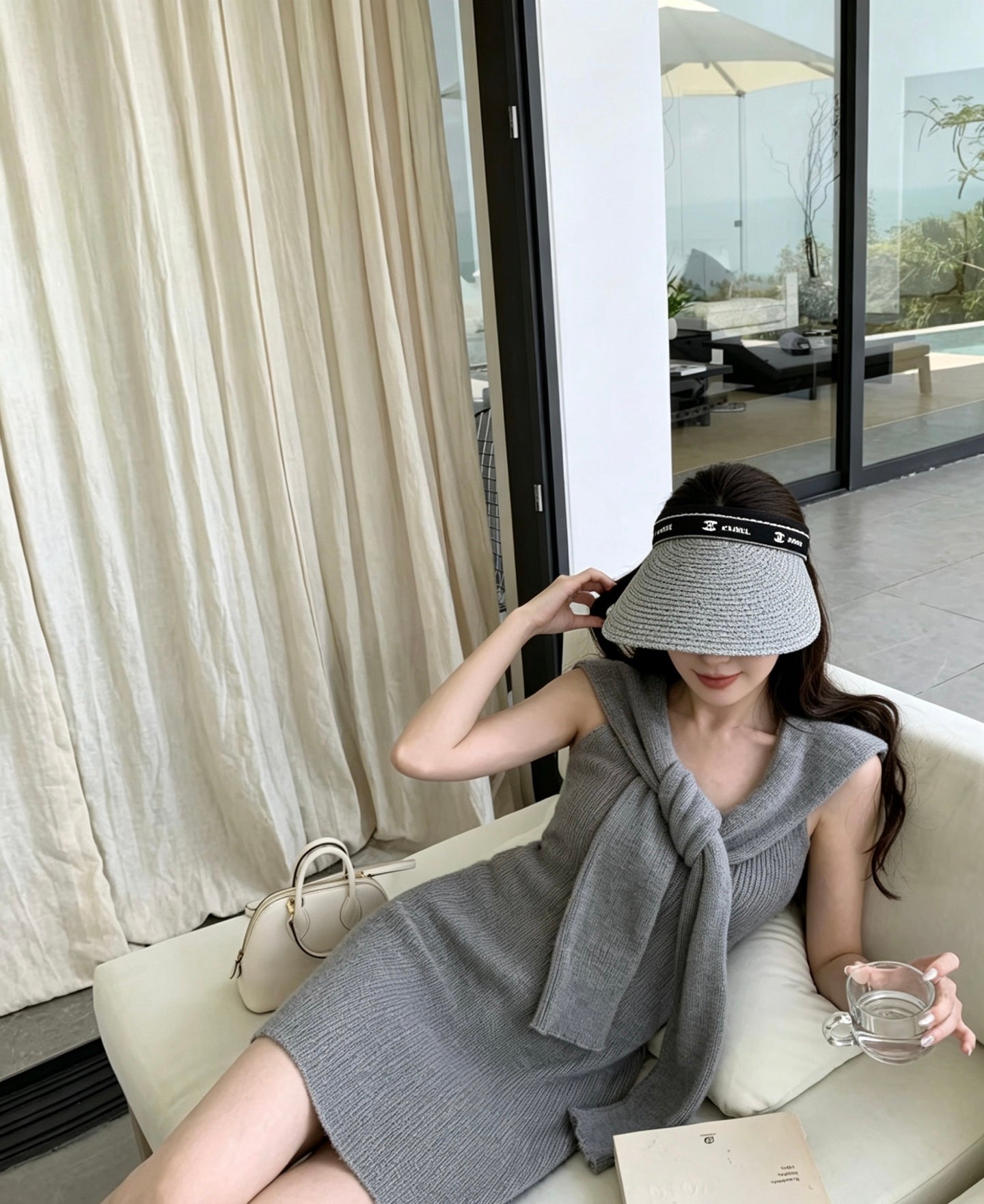CHANEL Tweed Sun Visor Hat