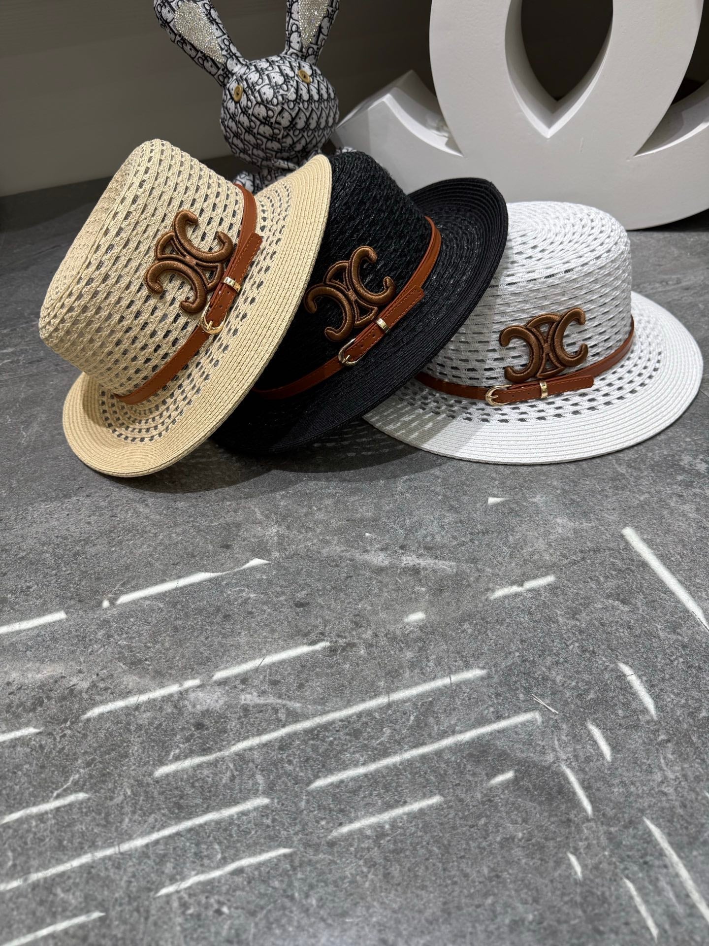 CELINE Straw Flat-Top Sun Hat