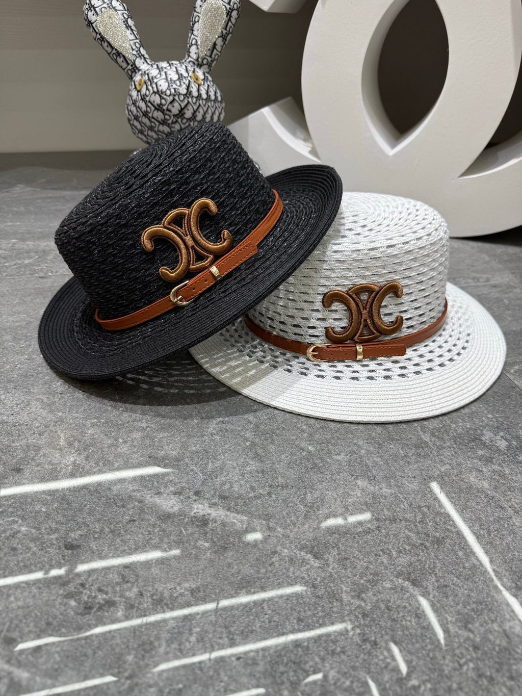 CELINE Straw Flat-Top Sun Hat