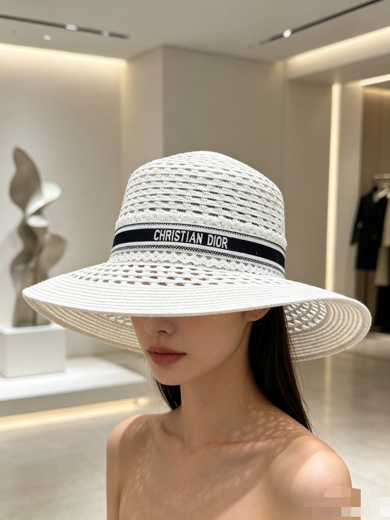 DIOR Straw Flat-Top Sun Hat