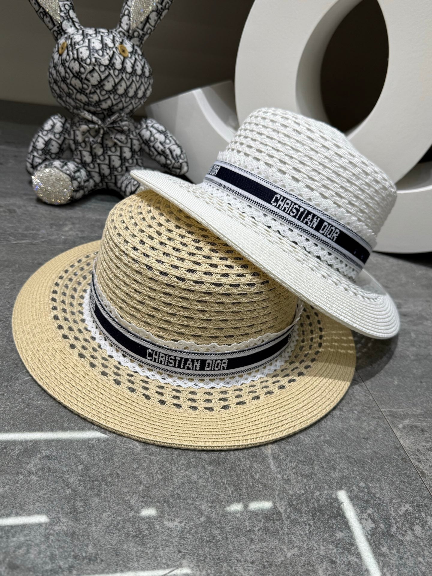 DIOR Straw Flat-Top Sun Hat