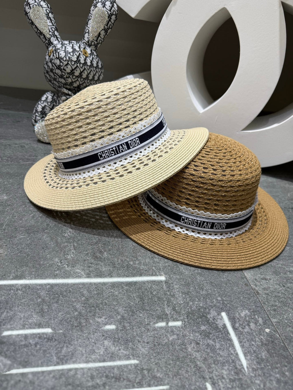 DIOR Straw Flat-Top Sun Hat