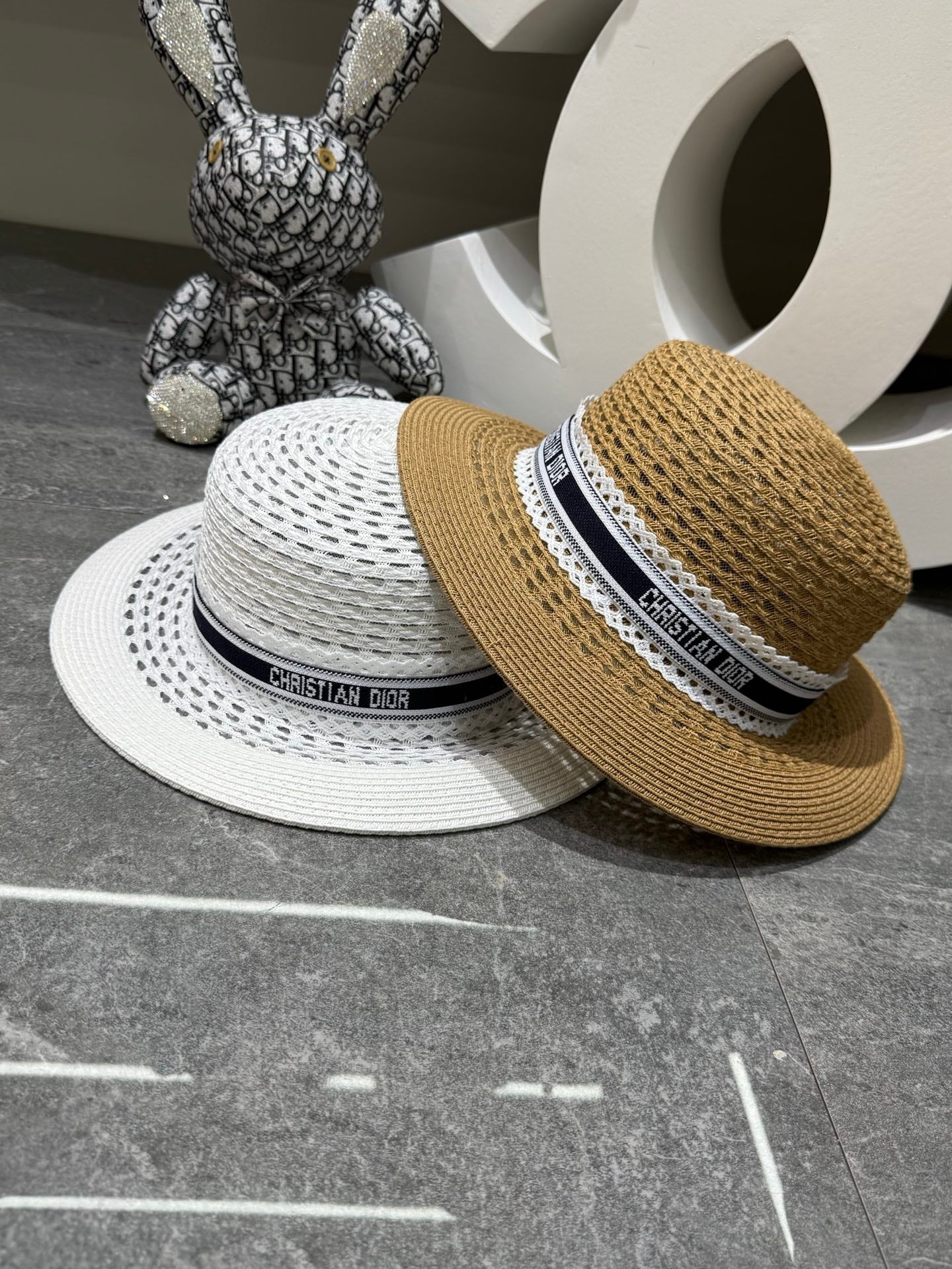 DIOR Straw Flat-Top Sun Hat