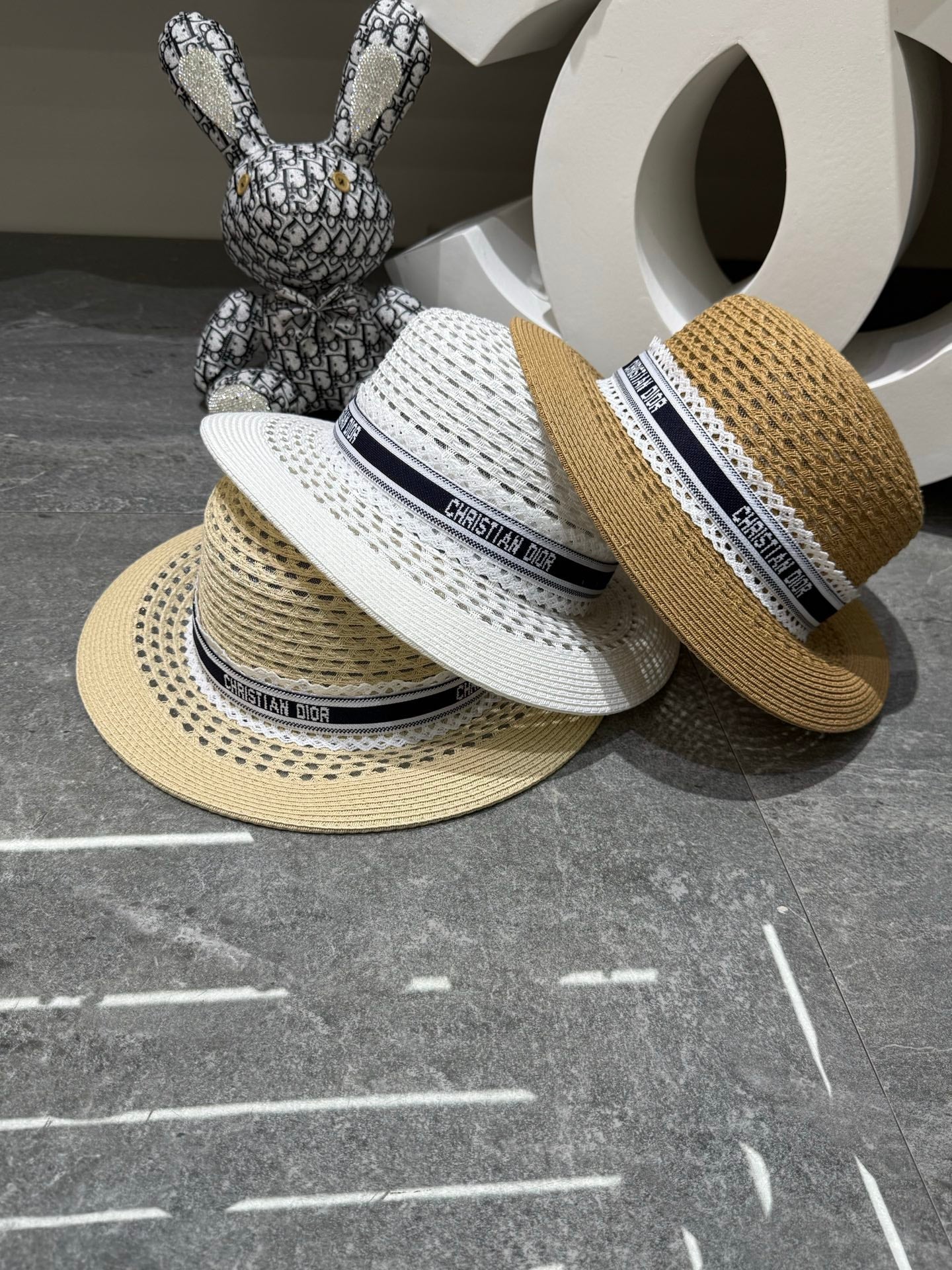 DIOR Straw Flat-Top Sun Hat