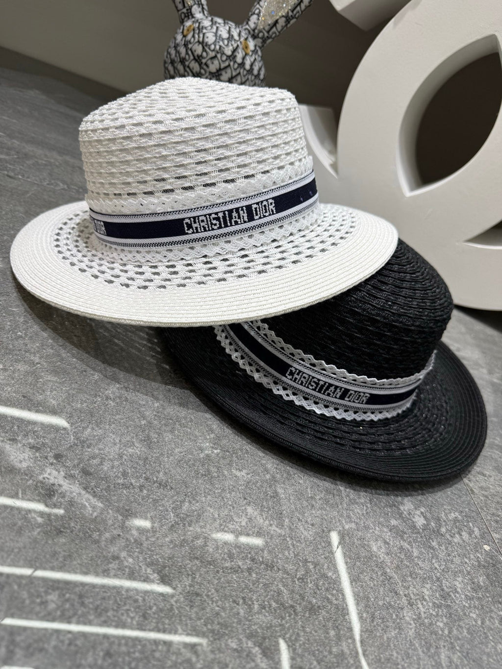 DIOR Straw Flat-Top Sun Hat